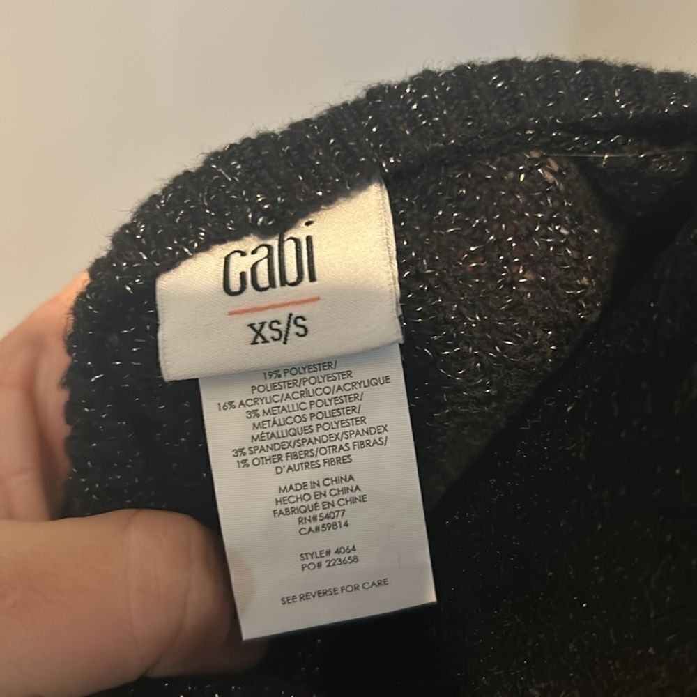 Cabi 4064 Luxury Charcoal Black Sparkle Side Zipper Poncho Sweater Size XS/S - Picture 6 of 8